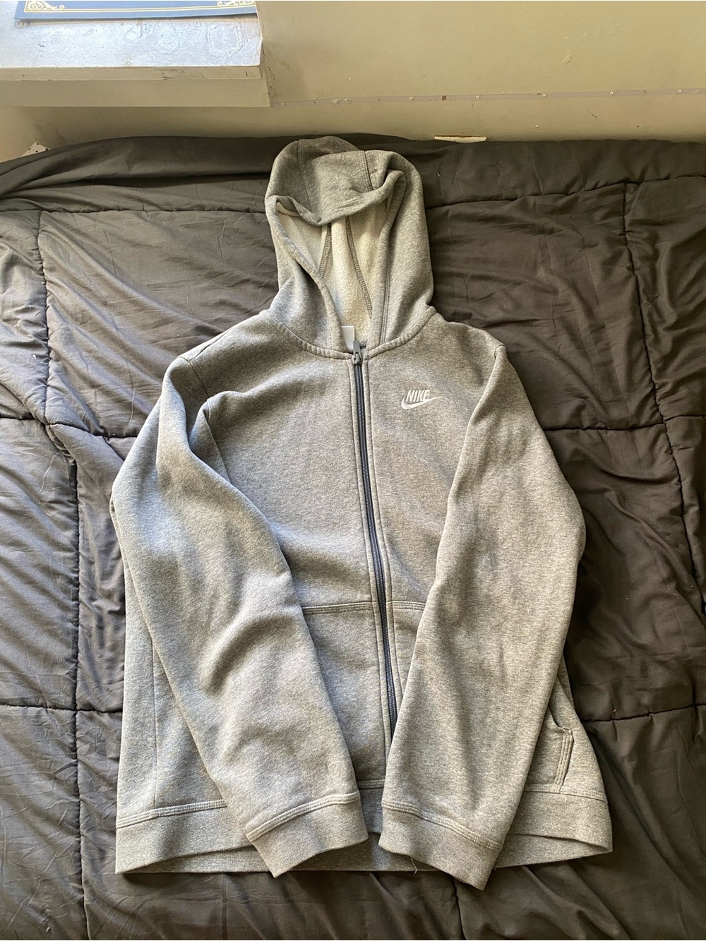 Grey zip up Nike sweater